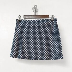 NWOT Zara Jacquard Pattern Summer‎ Preppy Casual Chic Knit Mini Skirt Navy Blue
